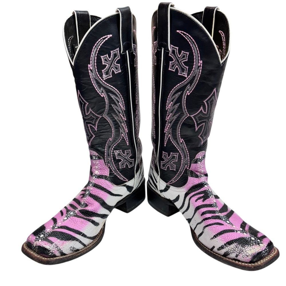 NOCONA TIGER STINGRAY PINK TIGER BOOTS SZ 7.5B - Picture 9 of 14